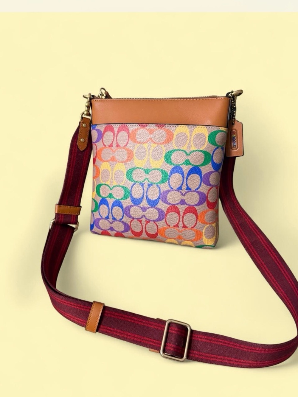 Coach Kitt Messenger Crossbody bag in Rainbow Signature Canvas